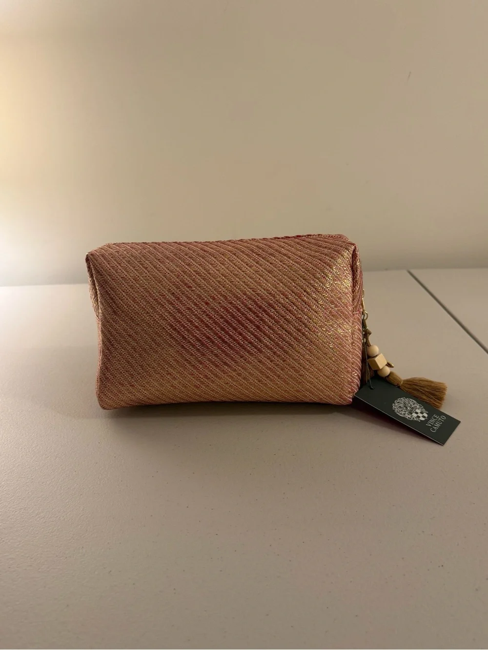 Vince Camuto Cosmetic Bag w/ Starfish and Tasseled Zipper in Pink/Gold - *NWT*